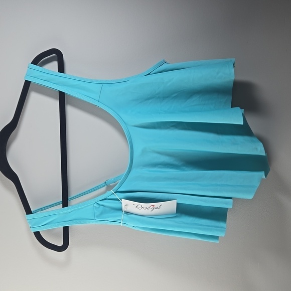 Rosegal 2 piece Bathing Suit Teal & Striped - Picture 1 of 9